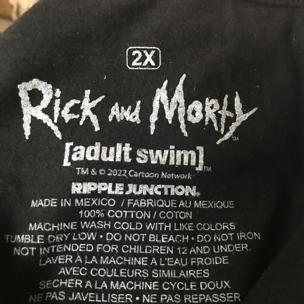 Rick & Morty Black T-Shirt Size 2XL - NEW WITH TAGS - NWT Short Sleeve Cotton